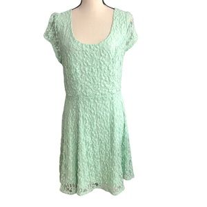 KIMCHI BLUE Urban Outfitters Mint Lace Skater Dress Sz L